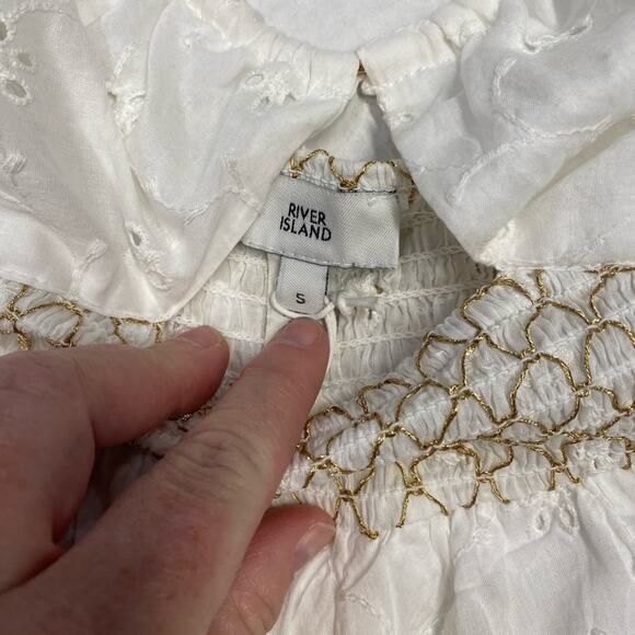 River Island white playsuit romper boho size small (b19) - Picture 3 of 8